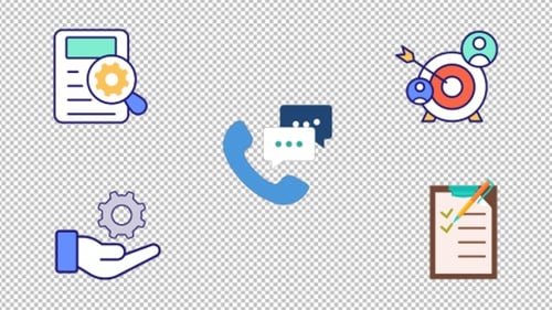 Animated Flat Design Business and Technology Icons Pack