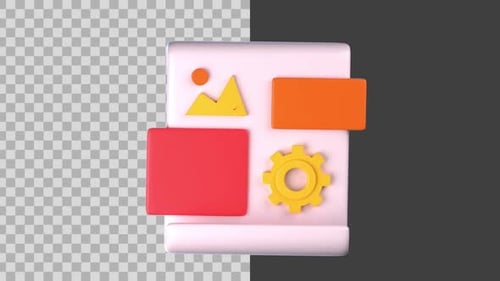 3D Scroll with Content Creation and Media Management Icons