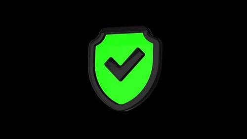 Secure validation shield with tick mark animation on isolated background