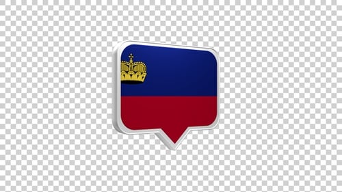 Liechtenstein Flag 3D Speech Bubble Icon Rotation