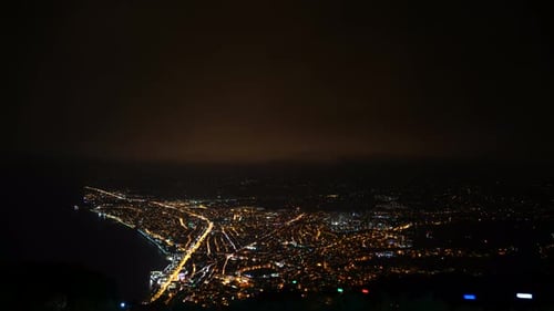 8K Night City Lights By The Sea