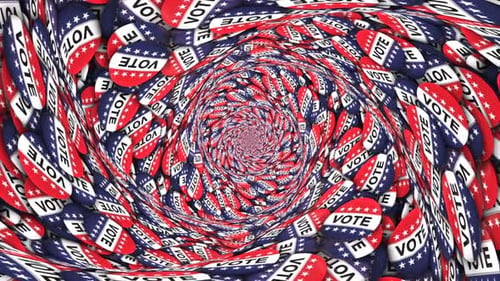 Pack of Usa Vote Election Brooches Tunnel Animation Background, Looped