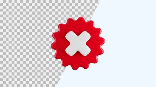 Animated 3D Red X Mark Error Icon Loop