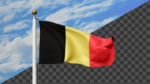 Realistic 3D Belgium Flag Waving with Alpha Channel
