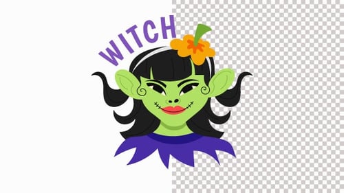Cute Witch Girl Animation Alpha Channel