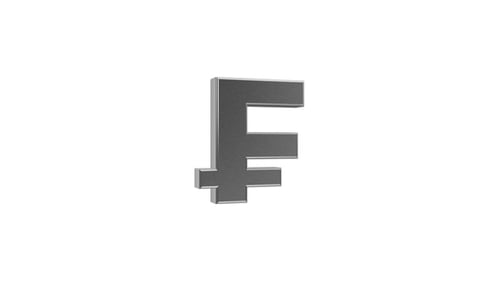 Animated 3D Metallic Franc Symbol Rotation