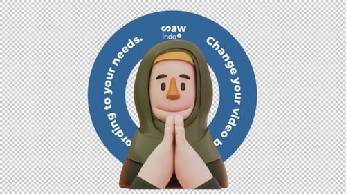 3D-Animation Muslimische Frau schenkt Grußschleife ohne Hintergrund