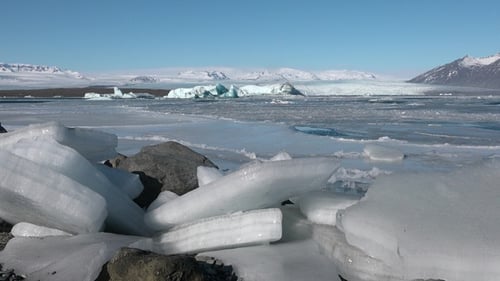 Weather condition. Nature, climate change. Global warming, melting glaciers, Iceland, aerial view.