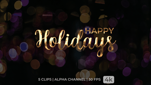 Animated Metallic Script Happy Holidays Greeting