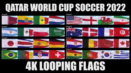 4K Looping Waving National Flags for Sports Events