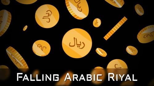 Golden Arabic Currency Coins Falling Animation