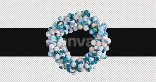 Abstract Marbled Spheres Forming and Rotating Loop