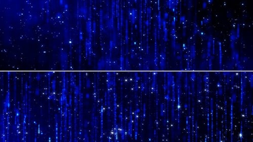Sparkling Blue Particles Falling Digital Stream Background