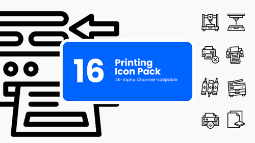 Animated Flat Design Printing Icon Pack