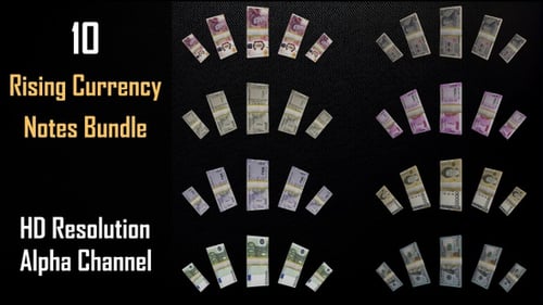 3D Animated Rotating Money Stacks of Global Currency Notes