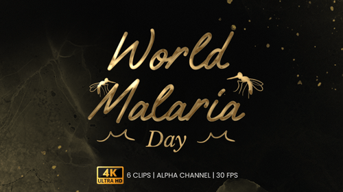 Animated World Malaria Day Cursive Text Reveal with Particles