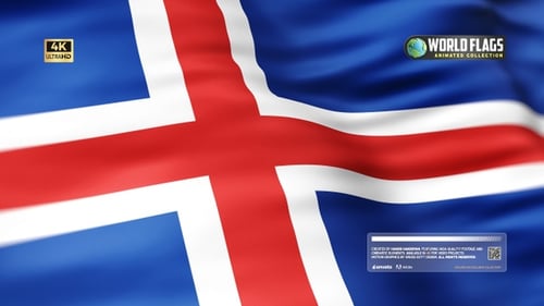 Iceland Flag Waving Loop Animation