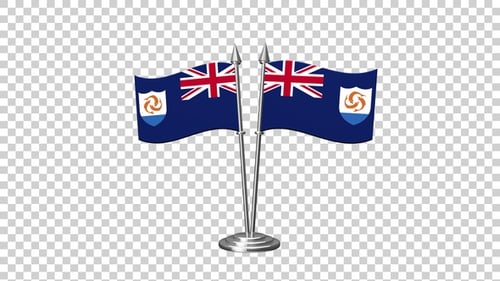 Anguilla Flag Waving Animation on Desk Poles