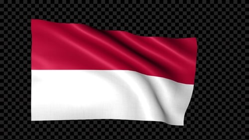 Realistic Waving Red and White Flag Animation