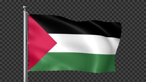 Realistic Palestine Flag Waving Loop with Transparent Background