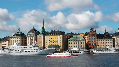 Stockholm Panorama. Famous landmarks of Sweden. Stockholm sightseeing. Capital of Sweden.
