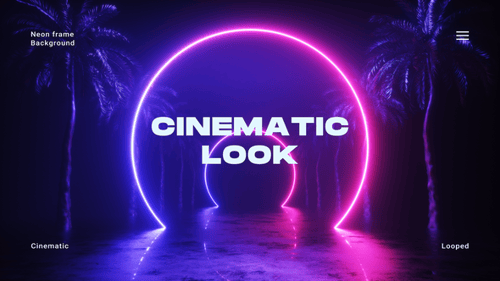 Abstract Neon Light Tunnel with Palm Trees Loop