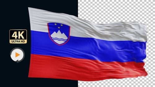 Slovenia National Flag Waving Animation Realistic Fabric