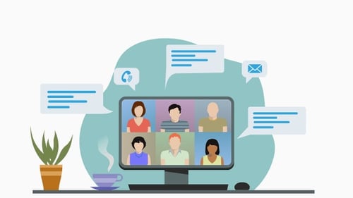 Animated Video Conference with Communication Bubbles