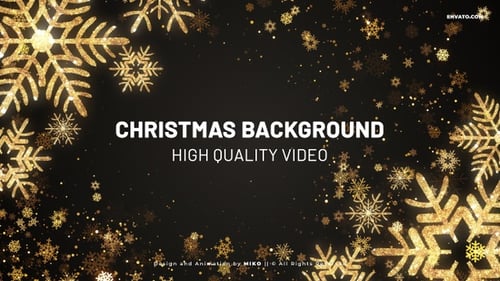 Festive Golden Glitter Snowflakes Swirling Background Loop