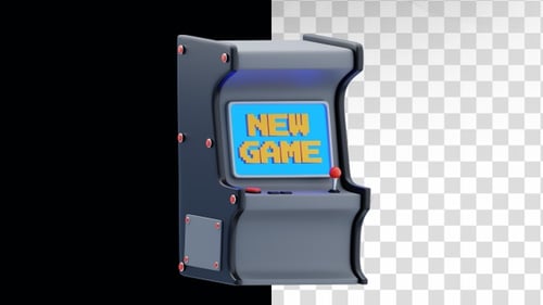 3D Animation of Classic arcade game machine