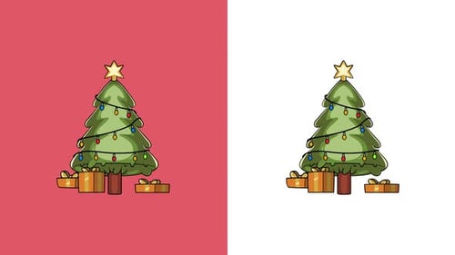 Pack Of 2 Christmas Trees On Alpha And White Loop