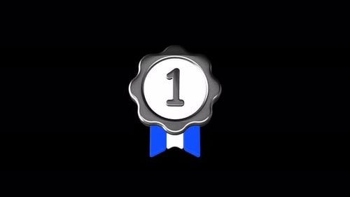 Animated Number One Medal with Blue Ribbon