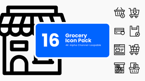 Grocery & Food Icons – Animated Line Pack for eCommerce (Loopable 4K)