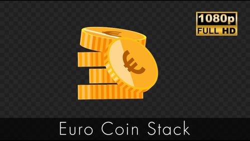 Animated Flat Design Euro Coins Stacking and Falling