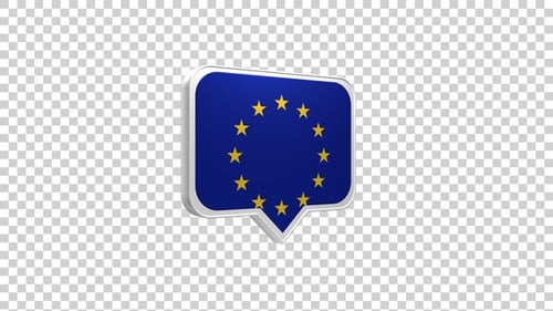 European Union Flag Speech Bubble 3D Icon Animation