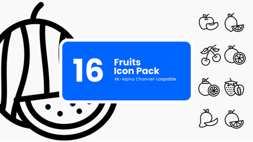 Loopable Animated Outline Fruit Icons Pack
