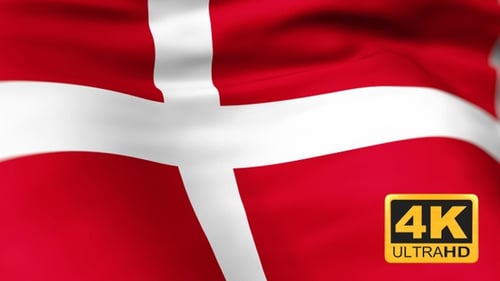 Realistic Waving Danish Flag Seamless Loop