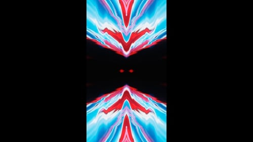 Vertikales Video, blaue und orange, abstrakte Neonwellen, VJ-Loop-Animation