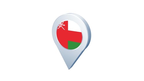Animated 3D Map Pin with Oman Flag Location Icon