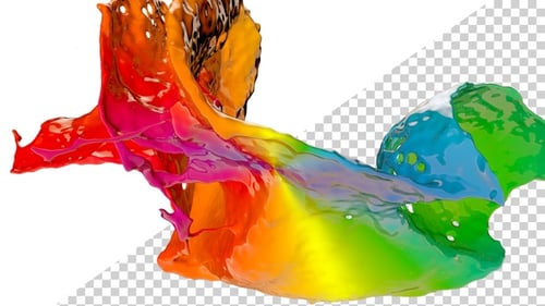 Dynamic Rainbow Fluid Splash Transition with Alpha Channel