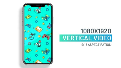 Retro Arcade Games icons seamless pattern looping background animation for social media posts