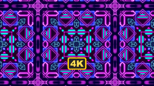 Abstract Neon Geometric Kaleidoscope Pattern Loop Background