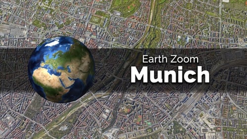 Munich (Germany) Earth Map Zoom to the City from Space