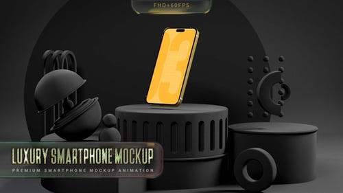 Premium-Mockup-Filmmaterial für dunkelgoldene Telefone #03