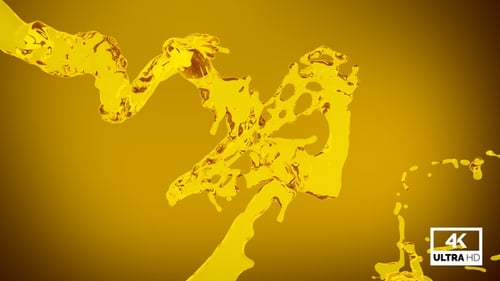 Dynamic Yellow Liquid Splashes and Swirls