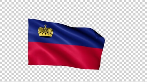 Liechtenstein Flag Waving Animation on Transparent Background