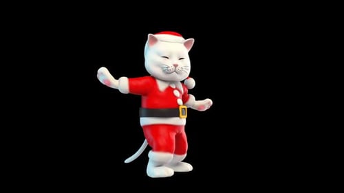 Cute 3D Santa Cat Dancing Loop Animation for Christmas
