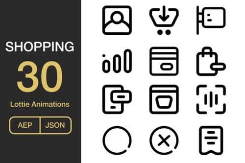 Animated Shopping and E-commerce Line Icons Set