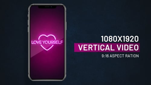 Vídeo vertical del letrero de neón Love Yourself