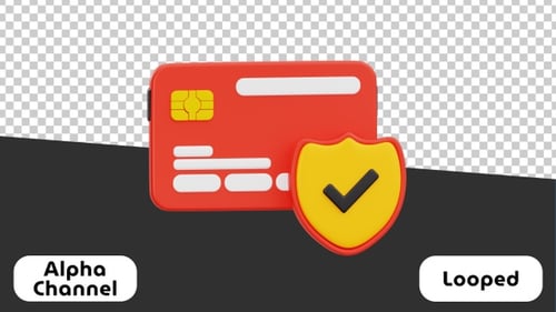 3D Animated Credit Card and Security Shield